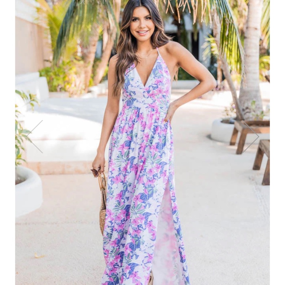 BELIEVE IN DESTINY MULTI FLORAL MAXI DRESS by Pink Lily